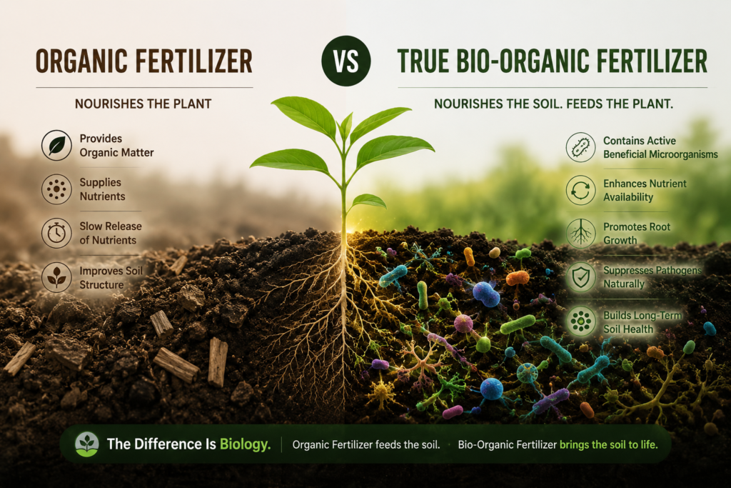 Organic Fertilizer vs Bio-Organic Fertilizer: What Every Farmer Should Know organic fertilizer vs true bio organic fertilizer